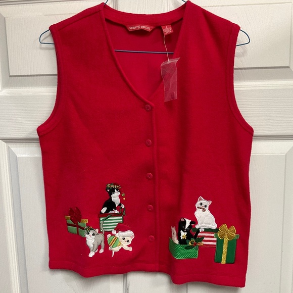 Merry & Bright Other - New Merry & Bright Christmas Kitties Vest Size S